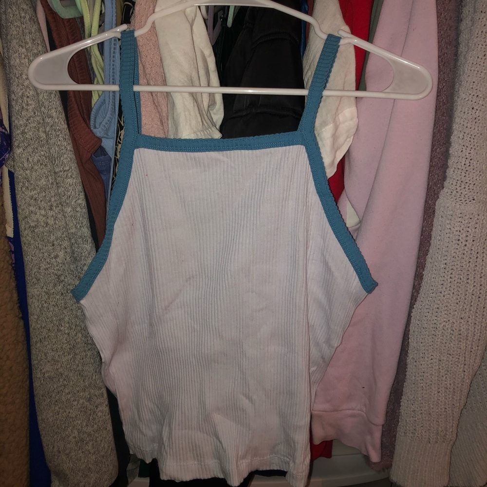 Wild fable white tank with blue trim